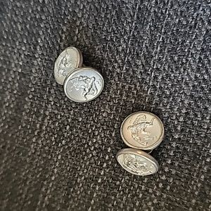 Antique Silver Glass Button Cuff Links 💍